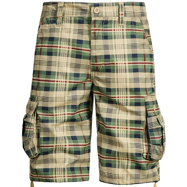 XFLWAM Plaid Cargo Shorts for Men Cotton Tactical Work Shorts Stretch Comfor t Summer Casual Outdoor Shorts Khaki L Walmart