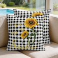 thumbnail image 2 of Pillow Covers 20x20 Set of 2, Sunflowers Square Throw Pillow Covers for Couch/Sofa/Living Room, Spring Summer Bees Floral Black Plaid Decorative Soft Pillowcases for Couch Throw Pillows, 2 of 9