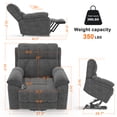 thumbnail image 2 of ODUMDUM Oversized Power Lift Recliner Chairs for Elderly with Massage and Heat, Overstuffed Wide Seat Electric Recliner, Lazy Boy Single Sofa with 2 Cup Holders, USB Ports, Deep Gray, 2 of 10