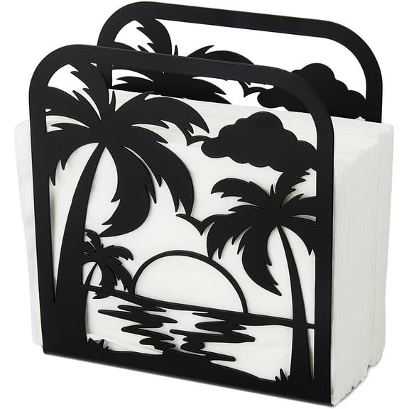 Tissue Holder Palm Trees Kitchen Napkin Holder Sunset Napkin Stand Dispenser Tabletop Tissue Stand Rustic Cloth Paper Napkin Holder for Kitchen Farmhouse Restaurants Hotel 1pc