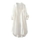 thumbnail image 2 of ICHUANYI Clearance Ladies Fashion Color Long Sleeve Cotton Casual Loose Shirt Coat(White, M) ICHUANYI WER2023081201099, 2 of 4