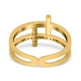 thumbnail image 3 of Yellow Tone, Simulated Cubic Zirconia Size-10 Sideways Cross Ring Round 925 Sterling Silver, 3 of 7