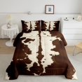 thumbnail image 2 of Manfei Vintage Cow Spot King Size Comforter Sets 3pcs,Minimalist Animal Pattern Comforters King Size,Brown Cream,1 Comforter and 2 Pillowcases,Reversible, 2 of 6