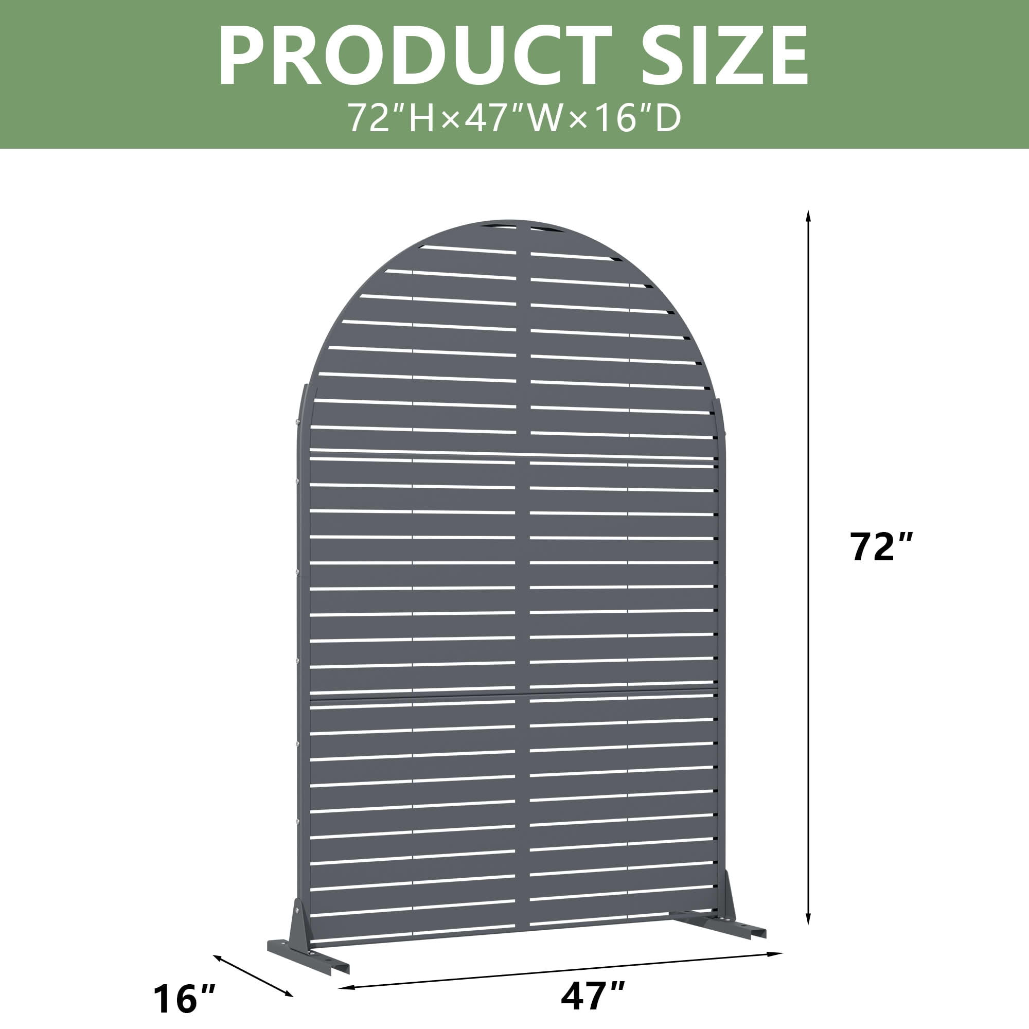 MAYEERTY Outdoor Metal Privacy Screen 6ft × 4ft Cambrian Rock Gray, 3-Panel Classic Louvered, Weatherproof for Patio