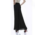 thumbnail image 4 of Women's Lightweight Chiffon High Elastic Waist Flowing Trousers Flared Straight Leg Women Wedding Culottes plus Size Womens Casual Pants with Pockets Womens Pants Casual Work Elastic Waist Womens, 4 of 6