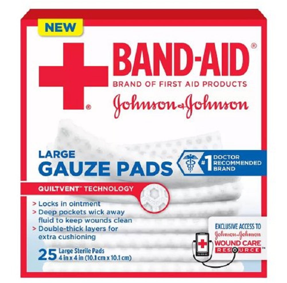BandAid Gauze Pad BandAid Gauze 4 X 4 Inch Square Sterile 25