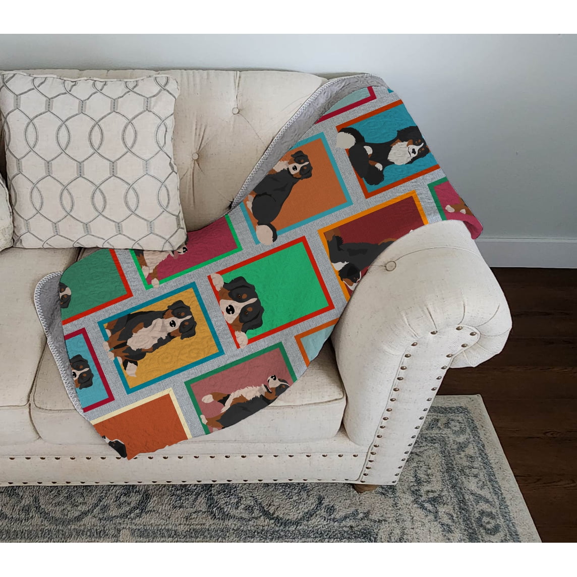 Lots of Bernese Mountain Dog Quilted Blanket 50x60