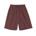 thumbnail image 3 of Satin Pajama Shorts with Pockets Women’s Home Shorts Elastic Waist Drawstring Comfy Pajama Shorts Loose Casual Summer Boxer Shorts Loungewear Coffee 3XL, 3 of 6