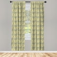thumbnail image 3 of Ambesonne Yellow and Green Curtains, Retro Daisies, Pair of 28"x84", Army Green and Yellow, 3 of 5