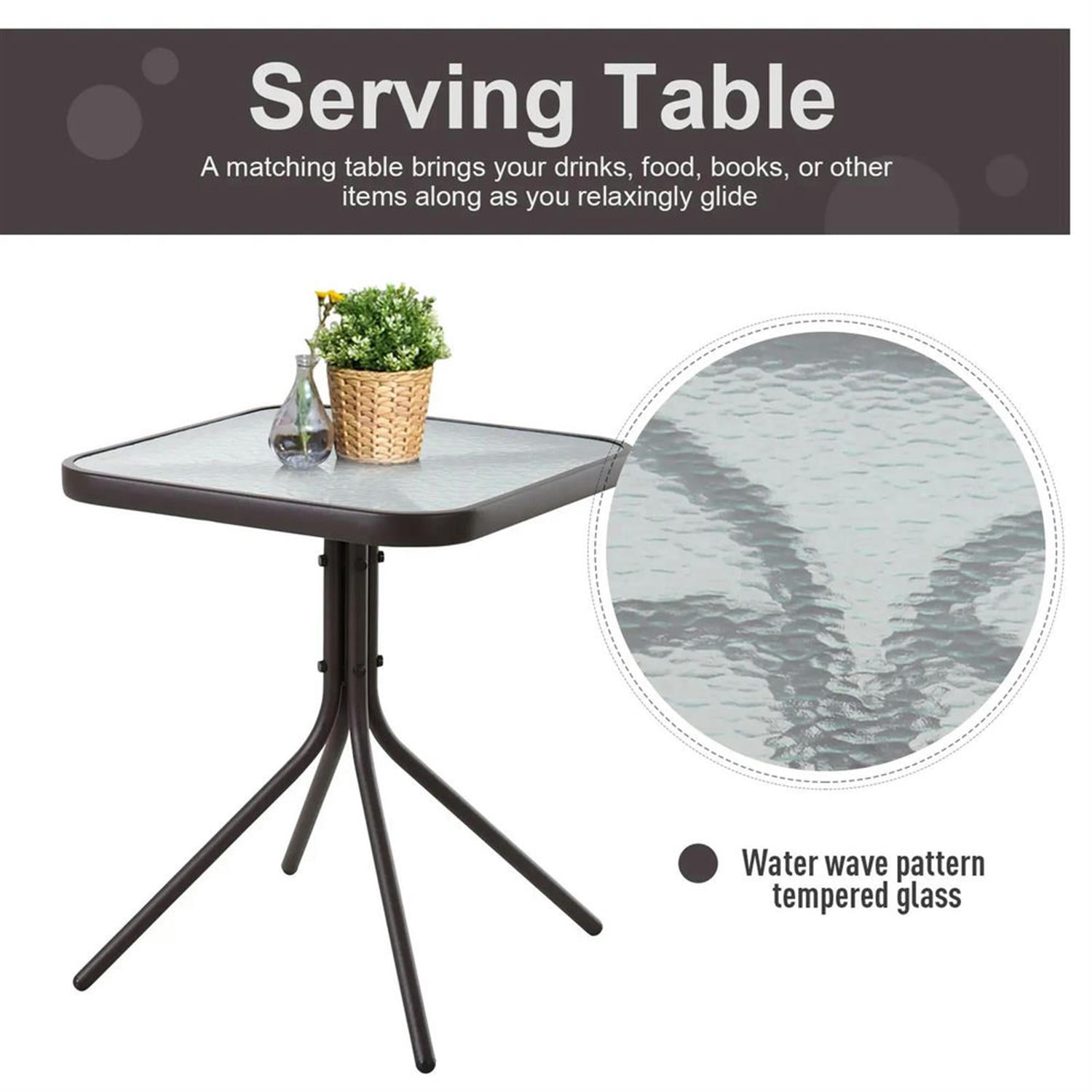 Demi Bonn 3-Piece Outdoor Glider Set with 2 Rocking Chairs, Breathable Sling Fabric, Glass Table, Ideal for Backyard, Garden, Porch, Gray