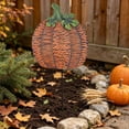 thumbnail image 6 of Iron Pumpkin Yard Decorations, Metal Garden Stakes Fall Lawn Ornaments for Thanksgiving Halloween Outdoor Patio Decor, Ground Insert Art for Home Backyard Seasonal Display, Orange, Style D, 6 of 8