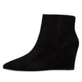 thumbnail image 4 of YDN Women Pointy Toe Ankle Boots Side Zipper Mid Wedge Heels Short Booties Formal Dress Party Shoes Size 10.5 Black Suede, 4 of 4
