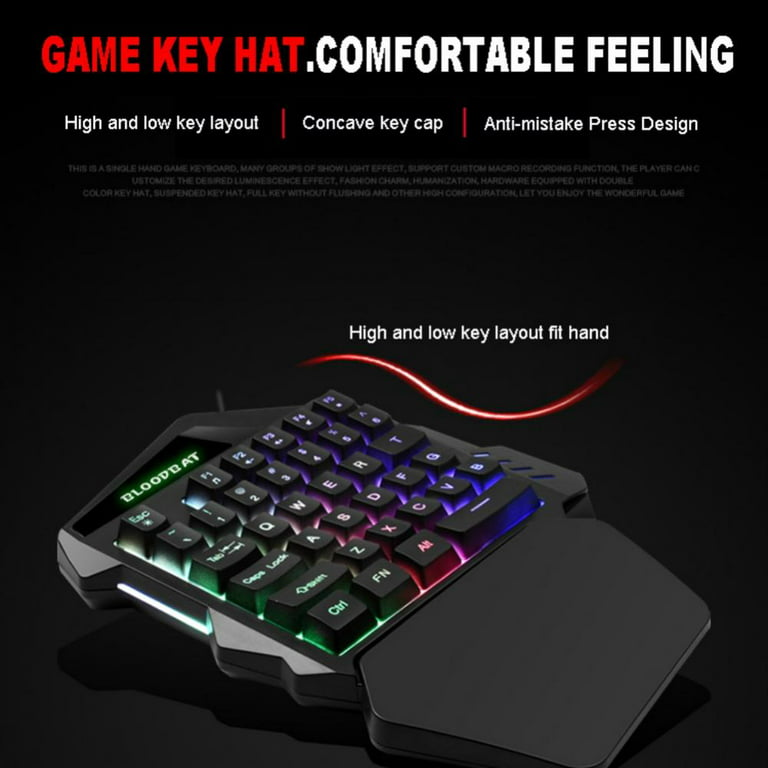 Mini 35Keys RGB Backlight Small Keyboard Single Hand Gaming Keyboard for  Games