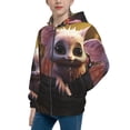 thumbnail image 2 of Xecao Adorable Fluffy Bat Pattern Zip Up Hoodies for Boys Girls, Sweatshirt with Pockets-Medium, 2 of 6