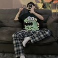 thumbnail image 1 of Conjuntos de pijamas de verano para hombre y mujer, ropa de dormir coreana con dibujos de cocodrilo, ropa de casa suelta para amantes, 1 of 4