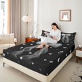 thumbnail image 3 of Erosebridal Dreamy Grey Bow Tie Bed Sheets 4pcs for Girls,Kids Teens Cartoon Love Heart King Sheets,Luxury Bedroom Decor, 3 of 5