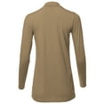 thumbnail image 3 of A2Y Women's Basic Solid Soft Cotton Long Sleeve Mock Neck Top Shirts Ash Mocha XL, 3 of 5