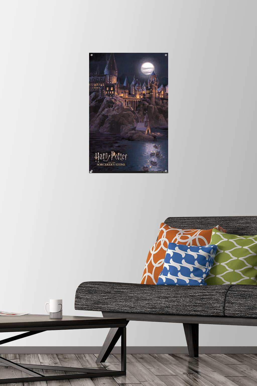 Harry Potter and the Sorcerer's Stone - Hogwarts at Night Wall Poster with Pushpins, 14.725" x 22.375"