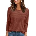 thumbnail image 3 of Women'S Lace Long Sleeve Shirt Fall Top Fashion Dreesy Casual Tunic Sweaters Mesh Clothes Caramel Color M, 3 of 8