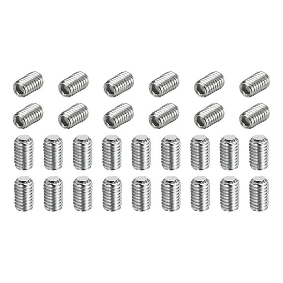 50 Pcs M5-0.8 x 8mm Grub Screws, 304 Stainless Steel Cup Point Allen Head Screws Internal Hex Socket Drive