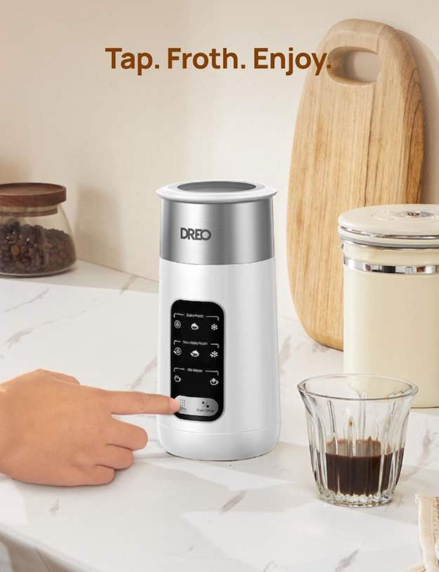 DREO 8-in-1 Milk Frother [Upgraded] White