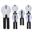 thumbnail image 1 of 5-7pc Formal Black White Suit Set Navy Bow Long Tie Vest Boy Baby Sm-20 Teen, 1 of 3