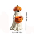 thumbnail image 2 of Ceramic Ghost Statue with Pumpkin Candy Bowl Detachable Lid Halloween Desktop Ornament Holiday Gift Virelaxpo, 2 of 7