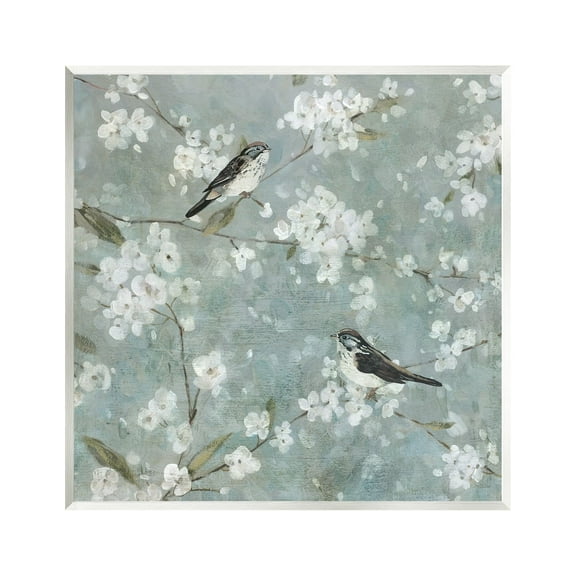 Stupell Industries Sparrows & Cherry Blossoms Animals & Insects Painting Unframed Art Print Wall Art, 12 x 12