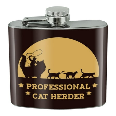 Professional Cat Herder Funny Stainless Steel 5oz Hip Drink Kidney
