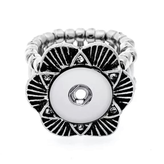 HOOUN DIY Chunk Charm Silver Drill Snap Ring For 12 18mm Snap Button Jewelry Gift-#03(12mm)