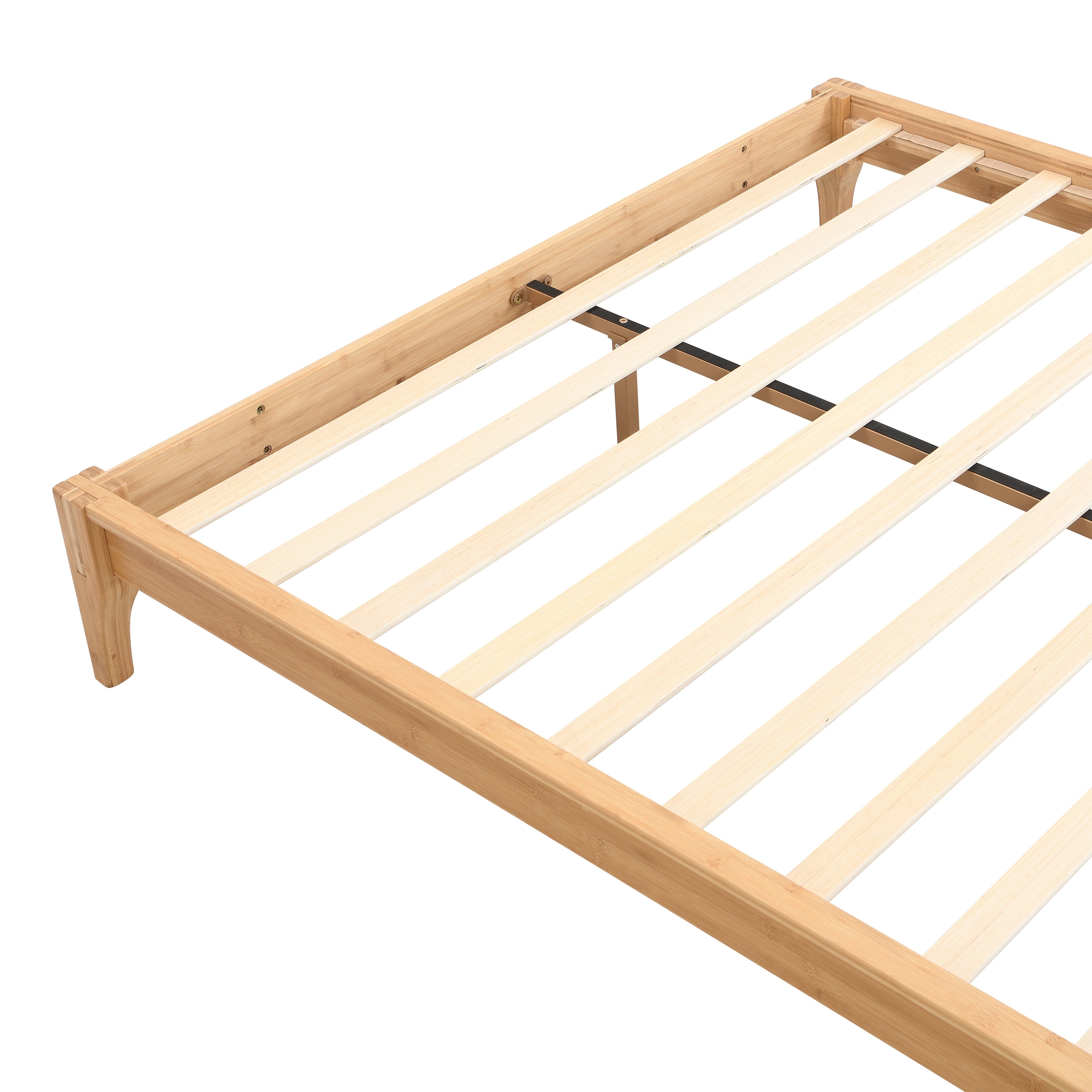 Euroco Dry Bamboo Wood Platform Bed Frame, 12 inch Height Queen Size Bed, Natural
