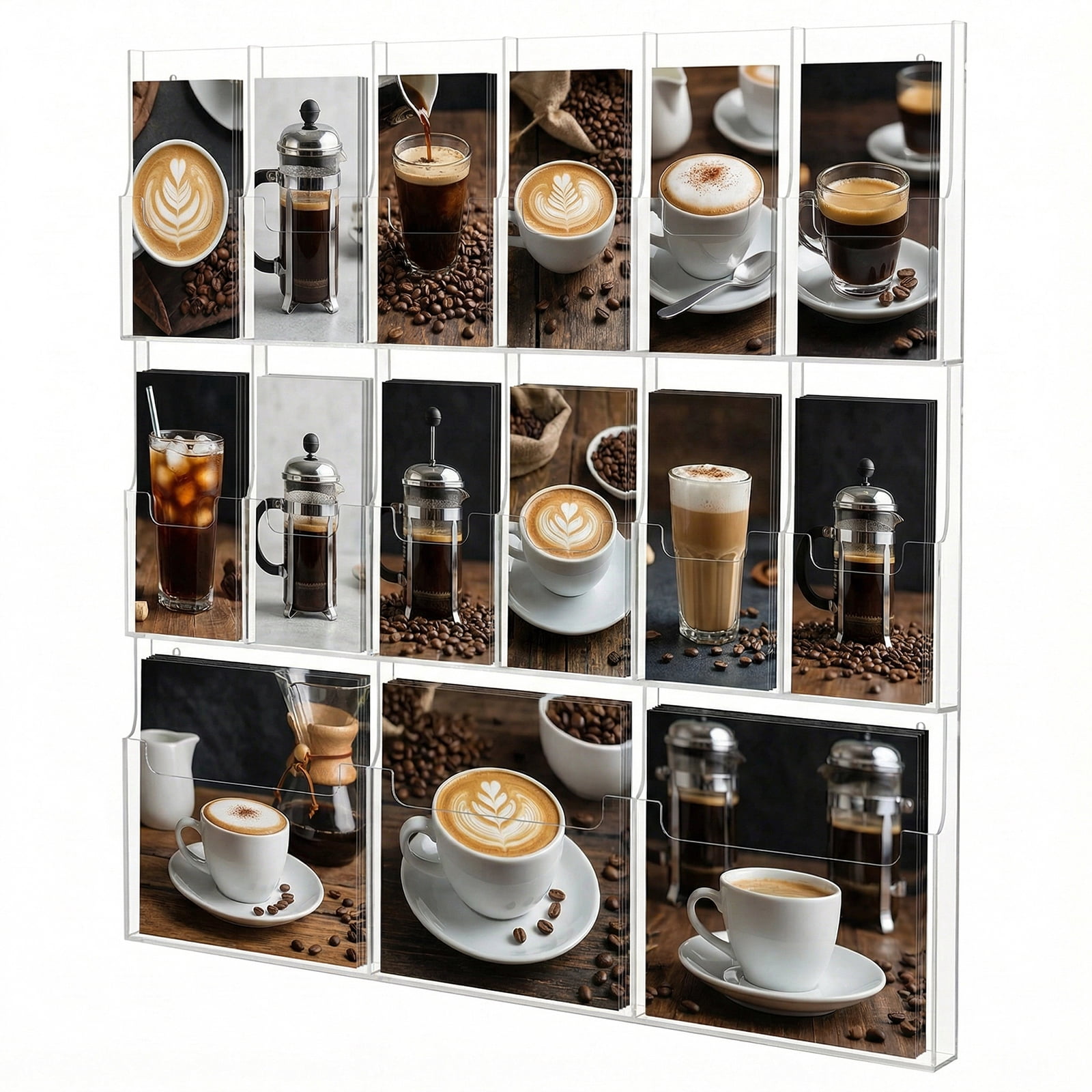 SHegdu 15 Slot Acrylic Brochure Pamphlet Holder Wall Mount Acrylic Trifold Brochure Holder 3 Magazine 12 Pamphlet Pockets Wall Pocket Organizer 10/5inches for Home Office