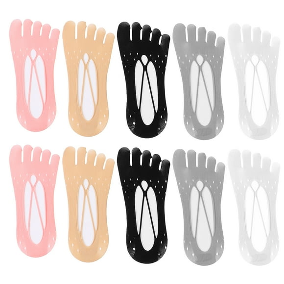EeaseMX 5 pares de calcetines invisibles de cinco dedos, antideslizantes, de silicona y poco profundos.