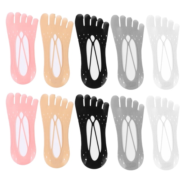 5 pares de calcetines invisibles de cinco dedo calcetines sin deslizamiento calcetines de silicona calcetines poco profundos
