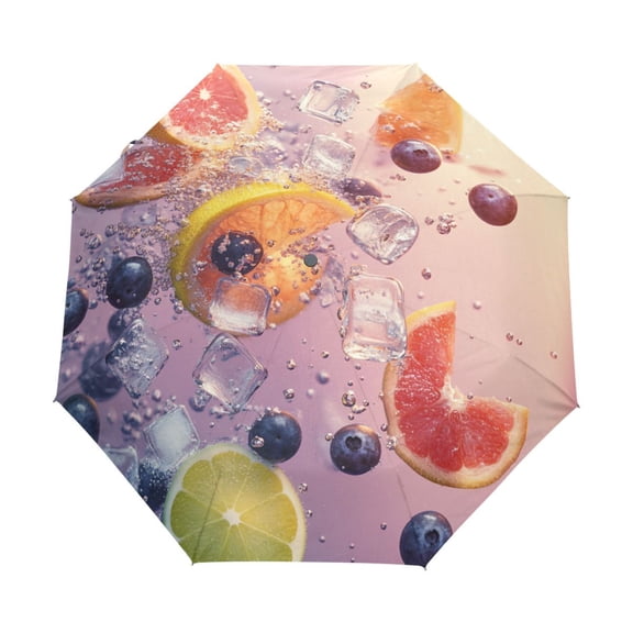 BZSMCE One-Touch Auto Open Close Rain Umbrella With Creative Blueberry Burst Pattern