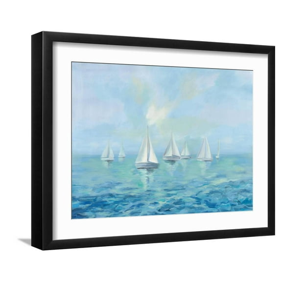 Art.com Boats in the Haze Art Print by Silvia Vassileva, Black Frame Wall Art, 21" x 17"