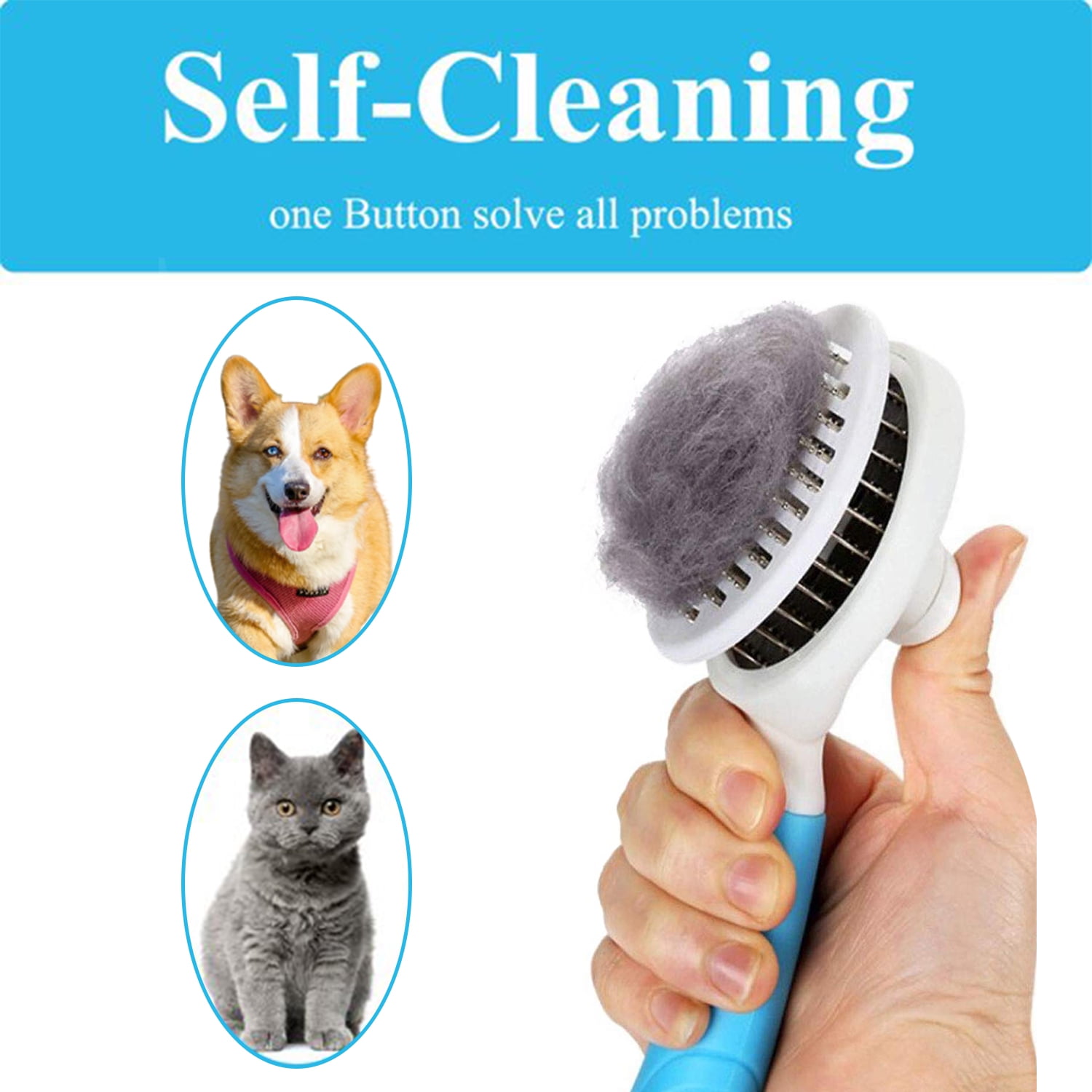 Dog Comb for Removes Tangles and Knots Pet Comb for Long /& Short Haired dog cat bunny /& other pets Removes Tangles Hair Knots Loose Fur /& Dirt Grooming Tool with Stainless Steel Teeth and Ergonomic Grip Handle