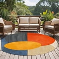 thumbnail image 6 of Orange Blue Yellow Round Rug 6ft Washable Circle Kitchen Rugs Non Slip Geometric Striped Farmhouse Art Large Area Rug Indoor Floor Carpet for Bedroom Living Room Home Office Dining Room Nursery, 6 of 9