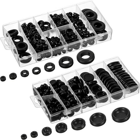 

350 Pieces Rubber Grommet Assortment Kit Firewall Hole Plug Wire Gasket Rubber Ring Gasket for Automotive (2 Boxes)