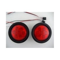 4" Round Red 7 LED Trailer Truck Brake Stop Turn Tail Light Kits / Red Lens