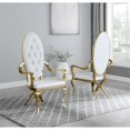 thumbnail image 2 of Fauteuils Capitonnés en Similicuir Blanc et Acier Inoxydable Doré (Lot de 2), 2 of 2