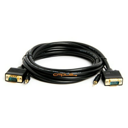 Cmple SVGA Super VGA HD15 M/M cable w/ 3.5mm Stereo Audio (Gold Plated)