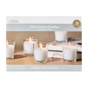 Way To Celebrate Unscented Filled Votive Candles, 12-Pack