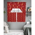 thumbnail image 5 of Red Christmas Kitchen Curtains Swag Valance and Tier Curtains Set 24 Inch Length, Western Xmas Poinsettia Botanical Rod Pocket Drape Panels Pair Swag Curtains for Bathroom/Cafe/Window, 5 of 6