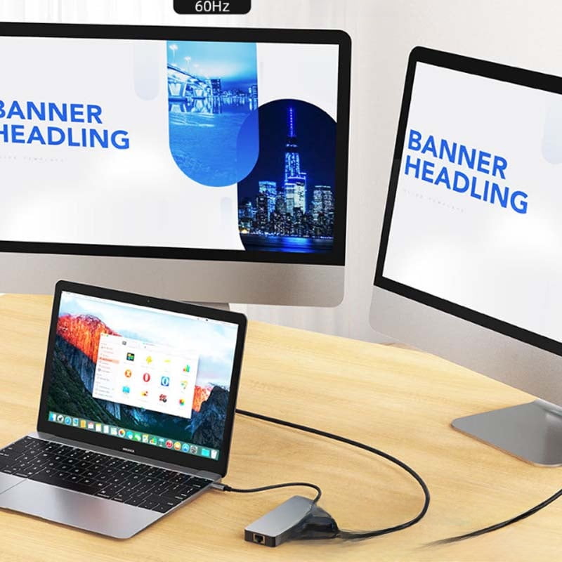 Homjin Cross-Border HD 4K60Hz Dual Display Multi-Screen 11-in-1 USB Hub Multi-Port Laptop Type-C Docking Station