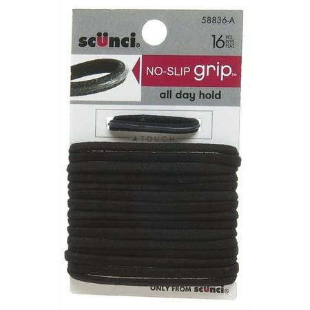 SCUNCI - No Slip Elastics Black Hair Bands - 16 Pack