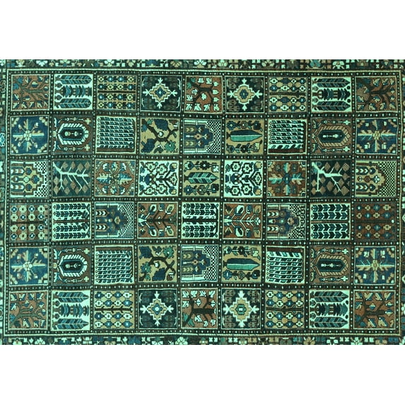 Ahgly Company Machine Washable Indoor Rectangle Persian Turquoise Blue Traditional Area Rugs, 5' x 7'