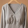 thumbnail image 5 of Hesxuno Women Long Sleeve T Shirts V Neck Wrap Cotton Tops Casual Built-In Bra Maternity Shirts Belly friendly Nursing Clothes Summer Spring Lounge Tee Shirts Gray XL, 5 of 6