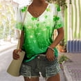 thumbnail image 3 of weskinke Womens Casual Elegant Printed Short Sleeve V Neck Shirt Top Blouse, 3 of 3