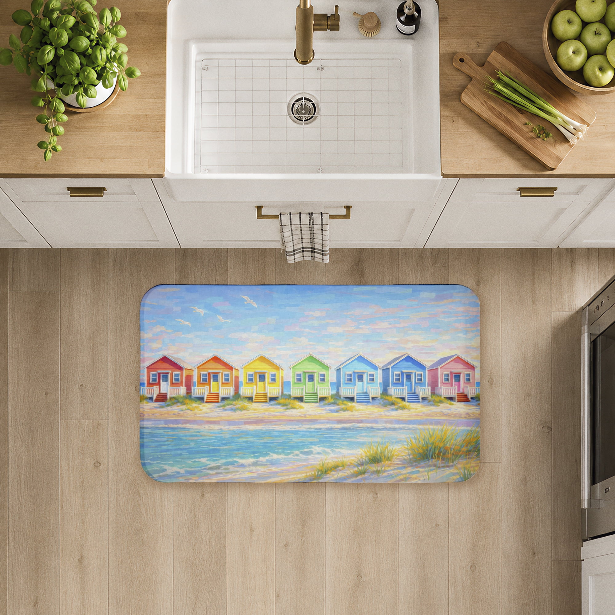 Stupell Industries Rainbow of Beach Cottages Printed Anti-Fatigue Floor Mat, design by Ziwei Li